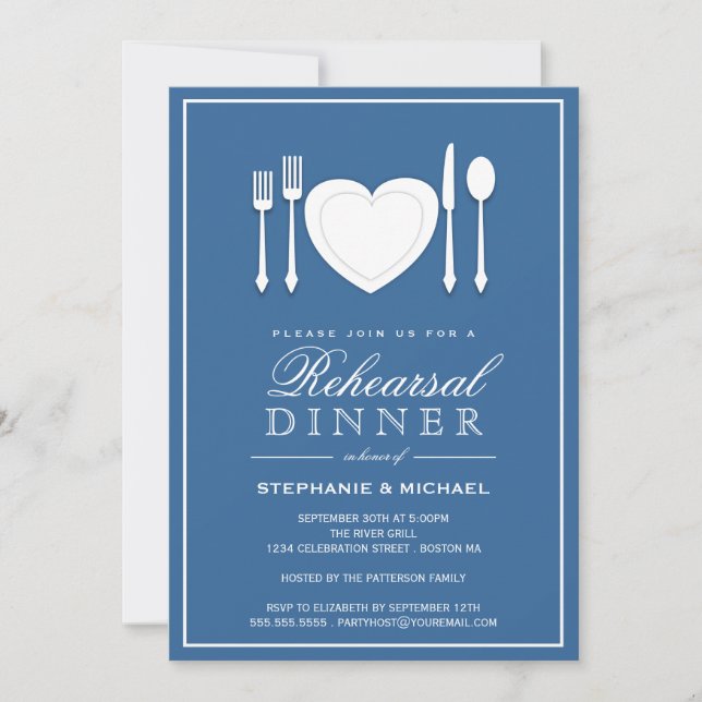 Place Setting Rehearsal Dinner Party Invitation (Front)