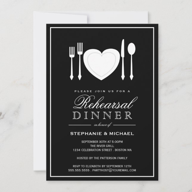 Place Setting Rehearsal Dinner Party Invitation (Front)
