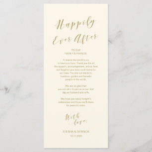 Place Setting Thank you card, modern Script Gold Program