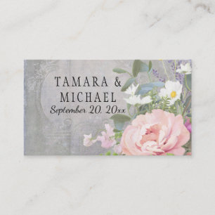 Placecards Bridal Shower Wood Rustic Floral Peony