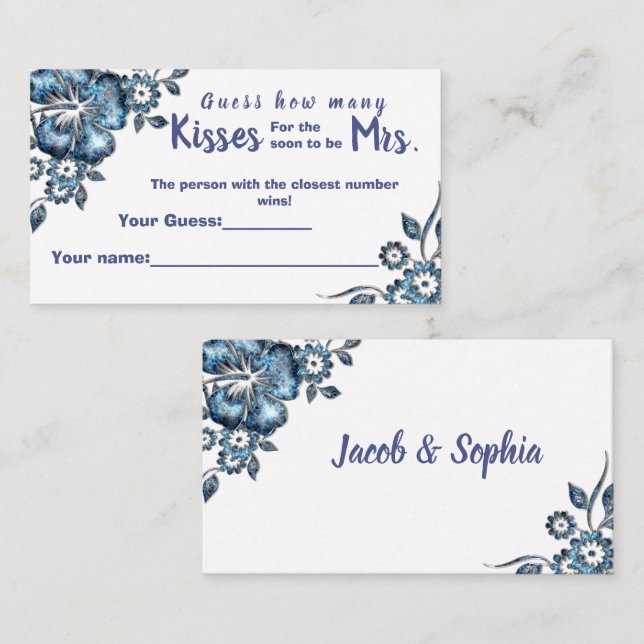 Placement Blue Combien de baisers pour Mme Shower carte de j (Devant / Derrière)