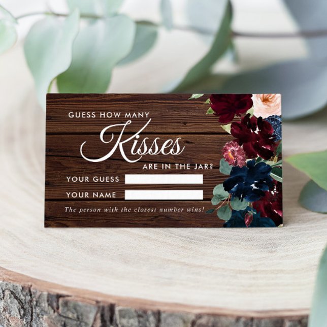 Placement Bourgogne & Marine Combien de baisers Douche Carte (Créateur téléchargé)