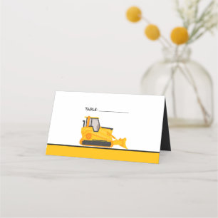 Placement Bulldozer Construction Carte de lieu d'anniversair