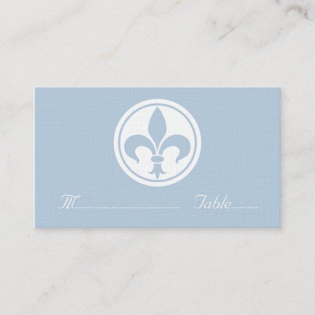 Placement Carte Chic Fleur De Lis, Bleu (Devant)