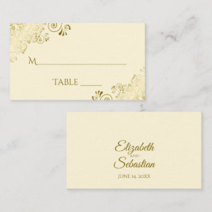 Placement Carte d'accompagnement de mariage élégante en crèm