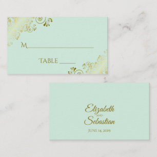 Placement Carte d'accompagnement de mariage élégante verte m