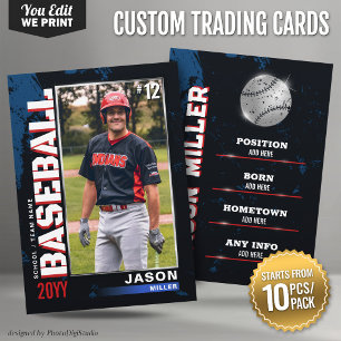 Placement Carte de baseball personnalisée, rouge bleu 10 piè