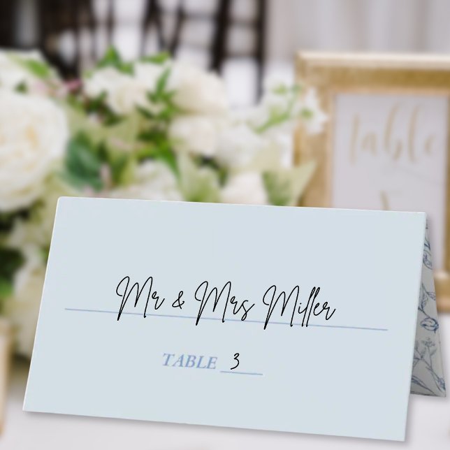 Placement Carte de Bat mitzvah moderne Floral bleu (Blue French Floral Modern Bat Mitzvah Place Card
)