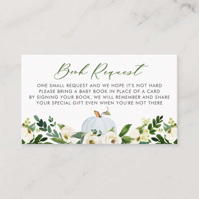 Placement Carte de demande de Baby shower Citrouille bleu (Devant)