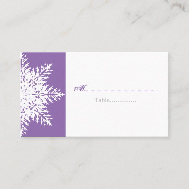 Placement Carte de lieu de mariage blanc violet d'hiver (Devant)