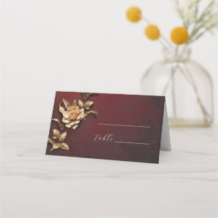 Placement Carte de lieu de mariage vintage du feuillage doré