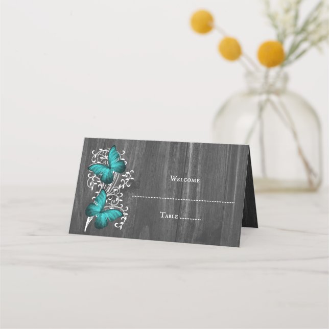 Placement Carte de lieu de réception turquoise Rustique Papi (Devant)