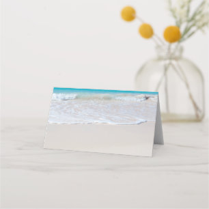 Placement Carte de lieu pliée de mariage de plage blanche