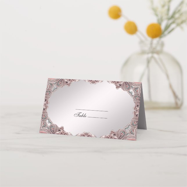 Placement Carte de lieu rose ornemental (Devant)