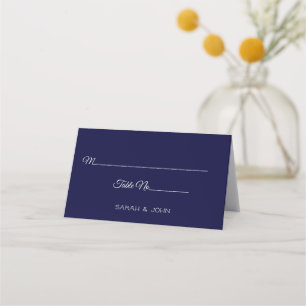 Placement Carte de Mariage bleu marine simple personnalisée