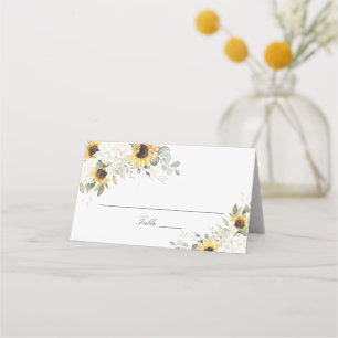Placement Carte de Mariage Floral Hydrangea Sunflower