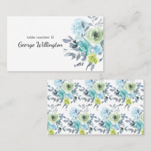Placement Carte de mariage florale bleu clair jaune vert