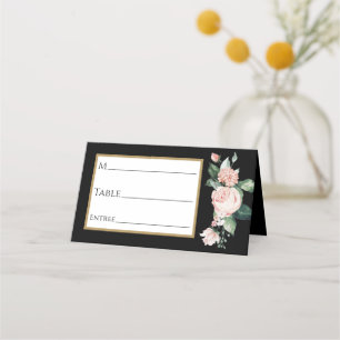Placement Carte de Mariage florale noire