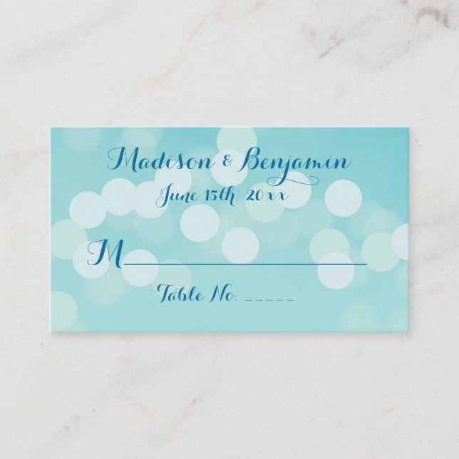 Placement Carte de Mariage moderne Aqua Blue (Devant)