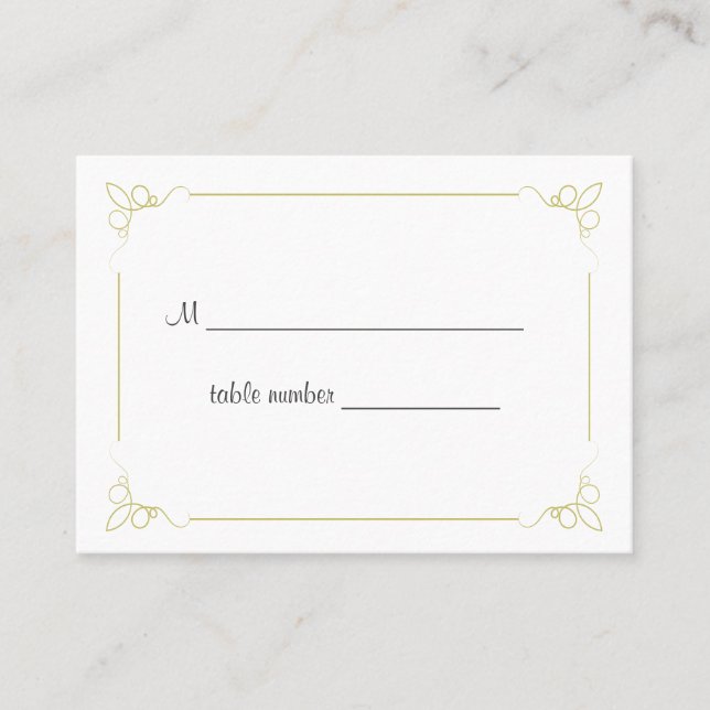 Placement Carte de Mariage Olive Green Art Déco (Devant)