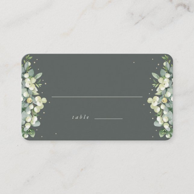 Placement Carte de mariage plat grise verte avec Symphorine  (Devant)