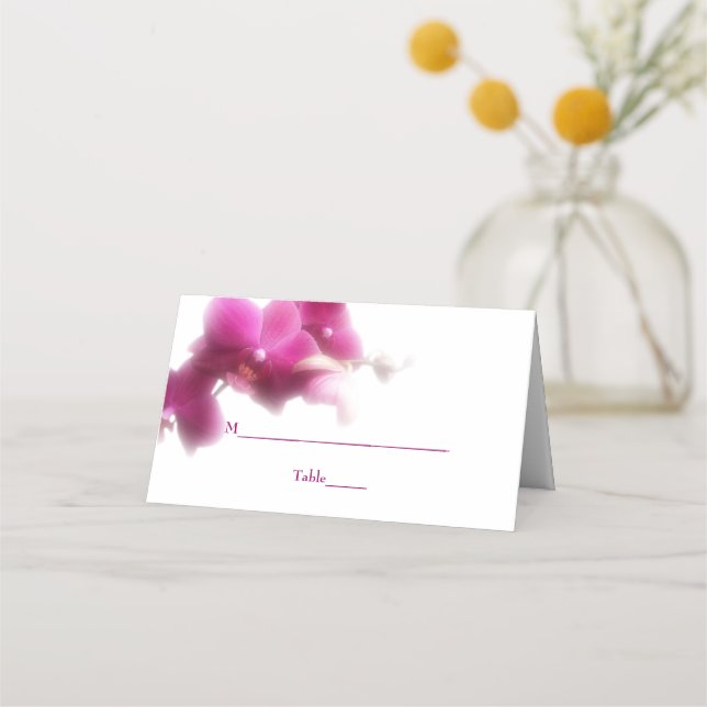Placement Carte de Mariage pliée pour orchidée rose (Devant)
