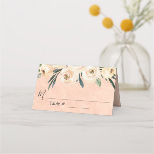 Placement Carte de Mariage rose beige floral