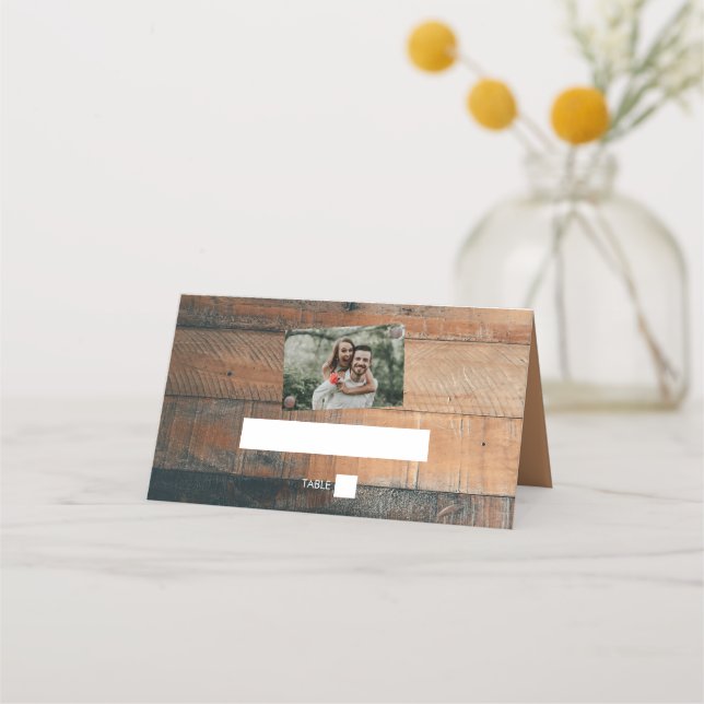 Placement Carte de Mariage Rustic Wood Photo (Devant)