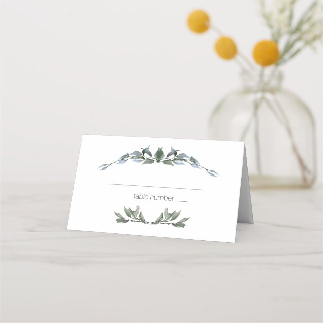 Placement Carte de Mariage Sage Silver Green Floral (Devant)