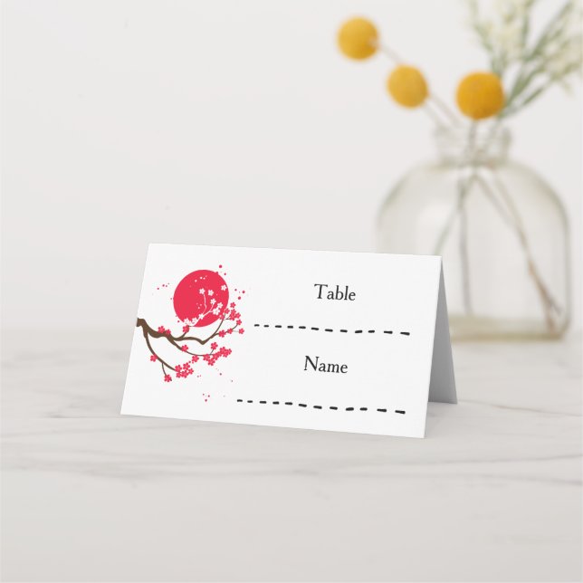Placement Carte de mariage Sumi-e aux fleurs de cerisier (Devant)