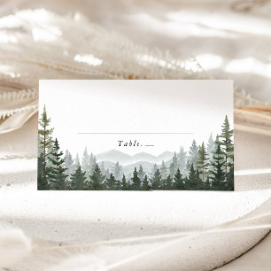 Placement Carte de nom de mariage de forêt de montagne de pi