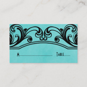 Placement Carte de place Aqua Vintage Swirls