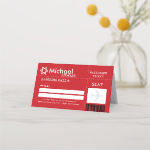 Placement Carte de place de billet Red Bar Mitzvah Airline