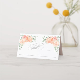 Placement Carte de place florale Peach et Pink Watercolor