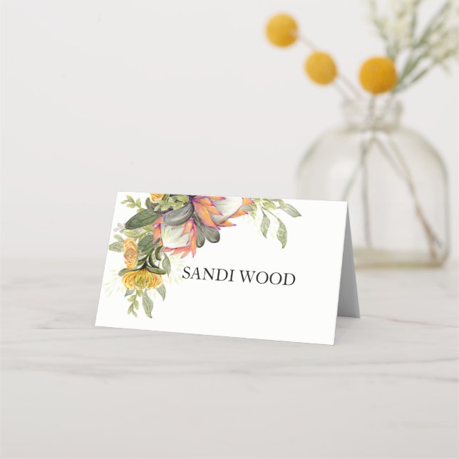 Placement Carte de place King Protea Bouquet Mariage (Devant)