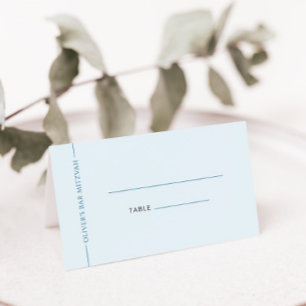 Placement Carte de place minimale Barre pliée Bleue Mitzvah