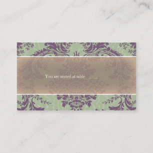 Placement Carte de place Mint Purple élégant damassé