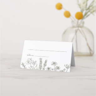Placement Carte de place pliée du Mariage Fleur sauvage en o