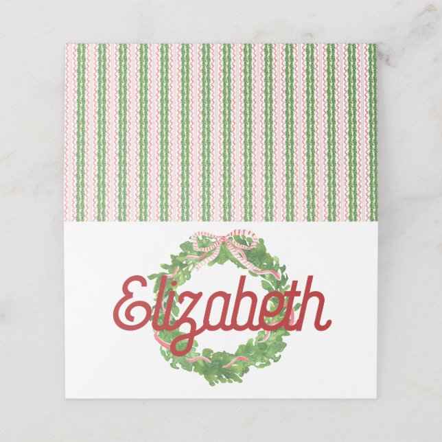 Placement Carte de place pliée en ruban rouge (Extérieur déplié)