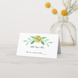 Placement Carte de place pliée Foliage Fleuri Jaune