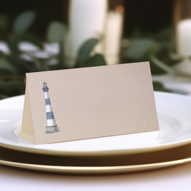 Placement Carte de place pliée Mariage Lighthouse Kraft (Créateur téléchargé)