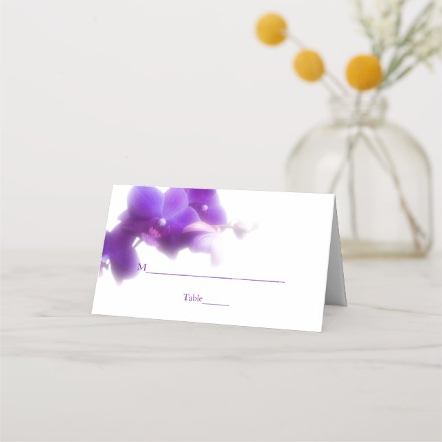 Placement Carte de place pliée Mariage violet orchidée (Devant)