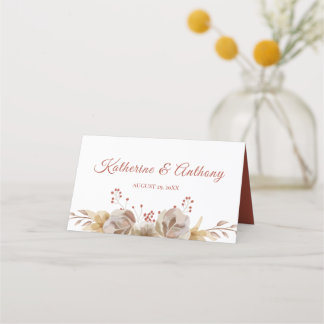 Placement Carte de place pliée pour Mariage floral Boho mini
