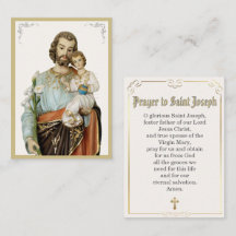 Carte de prière catholique dévotionnelle Saint Jos