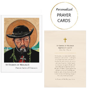 Placement Carte de prière catholique Saint Damien de Moloka’