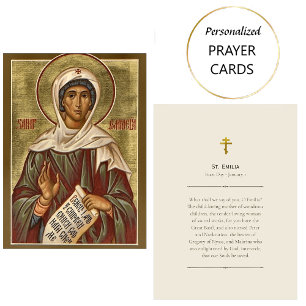 Placement Carte de prière chrétienne orthodoxe St. Emilia