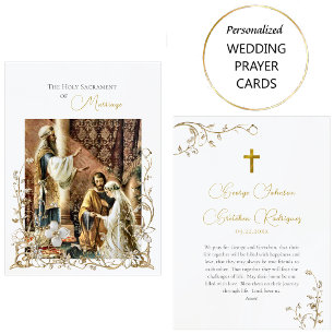 Placement Carte de prière de mariage catholique à motifs de 