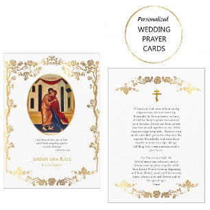 Placement Carte de prière de mariage orthodoxe aux roses dor