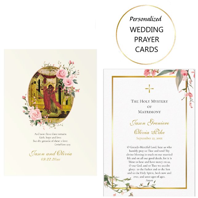 Placement Carte de prière de mariage orthodoxe aux roses ros (Créateur téléchargé)
