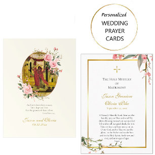 Placement Carte de prière de mariage orthodoxe Roses et Bour